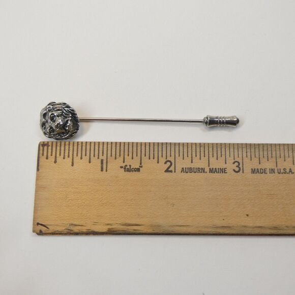 Lion Head Stickpin Vintage Silvertone Stick Pin - Picture 5 of 5